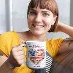 US Citizenship EST.2025 White Mug 15oz, Double-Sided USA Flag And Flower Design Coffee Cup, Gift For New Citizen, Citizenship Celebration Coffee Mug, Patriotic Cup, Gifts For Men Women