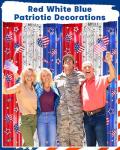 4th of July Decorations Foil Fringe Curtains for Memorial Day, 2 Pack Fourth of July Decor Party Backdrop Red White and Blue Tinsel Streamer, Patriotic Decorations for Independence Labor Veterans Day