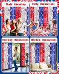 4th of July Decorations Foil Fringe Curtains for Memorial Day, 2 Pack Fourth of July Decor Party Backdrop Red White and Blue Tinsel Streamer, Patriotic Decorations for Independence Labor Veterans Day