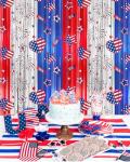 4th of July Decorations Foil Fringe Curtains for Memorial Day, 2 Pack Fourth of July Decor Party Backdrop Red White and Blue Tinsel Streamer, Patriotic Decorations for Independence Labor Veterans Day
