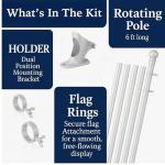 Flag Pole for Outside House – 6FT Aluminum Flagpole Kit with Wall Mount Bracket – Heavy Duty Flag Pole Holder for Residential or Commercial Outdoor Use – Fits 3x5 American Flags