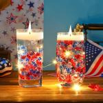 BOARDFEB 300pcs Patriotic Red Clear Blue Star Acrylic Crystals Gems Table Scatter Vase Filler for 4th of July Independence Day Veterans Memorial Day Birthday DIY Crafts Home Party Decorations