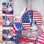 EVYIENEN 75Pcs 4th of July Plates and Napkins Party Supplies,7 Inch American Flag Patriotic Paper Plates and 6.5 Inch Napkins with 6.3 Inch Forks Disposable Tableware Set