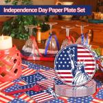 EVYIENEN 75Pcs 4th of July Plates and Napkins Party Supplies,7 Inch American Flag Patriotic Paper Plates and 6.5 Inch Napkins with 6.3 Inch Forks Disposable Tableware Set
