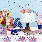 BOARDFEB 300pcs Patriotic Red Clear Blue Star Acrylic Crystals Gems Table Scatter Vase Filler for 4th of July Independence Day Veterans Memorial Day Birthday DIY Crafts Home Party Decorations