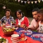 EVYIENEN 75Pcs 4th of July Plates and Napkins Party Supplies,7 Inch American Flag Patriotic Paper Plates and 6.5 Inch Napkins with 6.3 Inch Forks Disposable Tableware Set