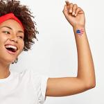 American Flag Temporary Tattoos/Perfect for 4th July - Memorial Day - Veterans Day/Patriotic Body Art/Skin Safe/Removable (American Heart 48pk)