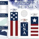 Beeveer 3 Pcs 4th of July Yard Sign with Stake Memorial Day Decorations Outdoor Lawn Decorations Patriotic Star Waterproof Red White Blue Decor Independence Day Yard Signs for Home Garden Pathway