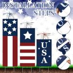 Beeveer 3 Pcs 4th of July Yard Sign with Stake Memorial Day Decorations Outdoor Lawn Decorations Patriotic Star Waterproof Red White Blue Decor Independence Day Yard Signs for Home Garden Pathway