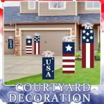 Beeveer 3 Pcs 4th of July Yard Sign with Stake Memorial Day Decorations Outdoor Lawn Decorations Patriotic Star Waterproof Red White Blue Decor Independence Day Yard Signs for Home Garden Pathway