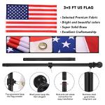 Yeesun Flag Pole for House with 3x5 American Flag, 6 FT Wall Mount with Bracket for Home Porch,Outdoor Deco.Residential or Commerical Tangle Free Flag Pole Kit (Black)