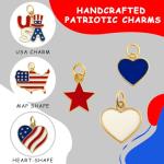 4th of July Bracelet for Women - Patriotic Outfits Red White Blue USA Charm Bracelet with American Flag Pendants, Perfect Fourth of July Jewelry & Independence Day Accessories, Adjustable 7-9.25 Inch