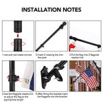 Yeesun Flag Pole for House with 3x5 American Flag, 6 FT Wall Mount with Bracket for Home Porch,Outdoor Deco.Residential or Commerical Tangle Free Flag Pole Kit (Black)