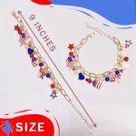 4th of July Bracelet for Women - Patriotic Outfits Red White Blue USA Charm Bracelet with American Flag Pendants, Perfect Fourth of July Jewelry & Independence Day Accessories, Adjustable 7-9.25 Inch