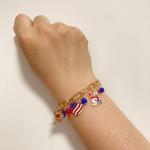 4th of July Bracelet for Women - Patriotic Outfits Red White Blue USA Charm Bracelet with American Flag Pendants, Perfect Fourth of July Jewelry & Independence Day Accessories, Adjustable 7-9.25 Inch