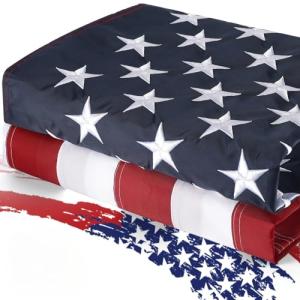 MixOra American Flags for Outside 3x5 ft - USA Flag with Embroidered Craftsmanship, All-Weather Durable & Fade-Resistant