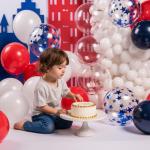 Saxuxu Red White Blue Balloon, 50 Pcs 12 Inches Star Print Red Royal Blue Confetti Balloons, Latex Balloon for 4th of July Independence Day Patriotic Anniversary Baseball Theme Supplies