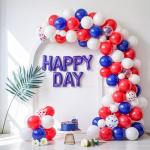 Saxuxu Red White Blue Balloon, 50 Pcs 12 Inches Star Print Red Royal Blue Confetti Balloons, Latex Balloon for 4th of July Independence Day Patriotic Anniversary Baseball Theme Supplies