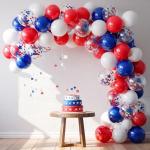 Saxuxu Red White Blue Balloon, 50 Pcs 12 Inches Star Print Red Royal Blue Confetti Balloons, Latex Balloon for 4th of July Independence Day Patriotic Anniversary Baseball Theme Supplies