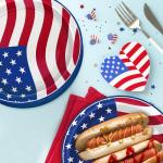 QZYL 50 PCS 4th of July Plates, 9 Inches Heavy Duty Paper Plates, Round Disposable Plates for Party, Paper Tableware for Veterans Day Memorial Day Patriotic Independence Day Party Decorations