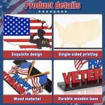 B1ykin 3Pcs Veterans Memorial Day Table Topper Centerpiece Decorations Set, Happy Veterans Day Brave Soldier Removable Wooden Decor, 11th November Table Sign for Patriotic Party Memorial Supplies Home