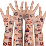 4th of July Outfits for Women - 120 Pack Red White and Blue Usa Flag Patriotic Tattoos for Veterans Day Party Favors Supplies | Fourth of July Decorations Decor - 4th of July Accessories Shirts
