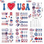 4th of July Outfits for Women - 120 Pack Red White and Blue Usa Flag Patriotic Tattoos for Veterans Day Party Favors Supplies | Fourth of July Decorations Decor - 4th of July Accessories Shirts