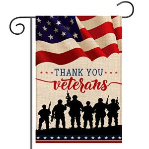 Veterans Day Garden Flag Vertical Double Sided Burlap 12×18 Inch Memorial Day, Fourth of July, Veterans Day Patriotic Flag Decorations