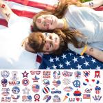 4th of July Outfits for Women - 120 Pack Red White and Blue Usa Flag Patriotic Tattoos for Veterans Day Party Favors Supplies | Fourth of July Decorations Decor - 4th of July Accessories Shirts