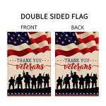 Veterans Day Garden Flag Vertical Double Sided Burlap 12×18 Inch Memorial Day, Fourth of July, Veterans Day Patriotic Flag Decorations