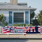 Large Thank You Veterans Banner 120" x 20" Flag for Deck Terrace Porch Balcony Backyard Lawn Garden Decoration with 4 Brass Grommets (colour5)