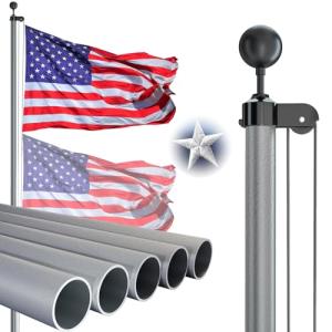 NELXINJO Heavy Duty 25FT Flag Pole -13 Gauge Extra Thick Aluminum Flagpole kit for House Yard - 80 MPH Wind Tested.