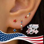 4th of July Earrings for Women Outfits Accessories, Fourth of July Deals Independence Day Patriotic Dress Shirts, USA American Flag Red White Blue Hoop Stud Jacket Jewelry