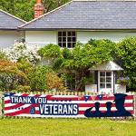 Large Thank You Veterans Banner 120" x 20" Flag for Deck Terrace Porch Balcony Backyard Lawn Garden Decoration with 4 Brass Grommets (colour5)