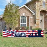 Large Thank You Veterans Banner 120" x 20" Flag for Deck Terrace Porch Balcony Backyard Lawn Garden Decoration with 4 Brass Grommets (colour5)