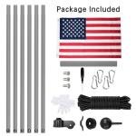 NELXINJO Heavy Duty 25FT Flag Pole -13 Gauge Extra Thick Aluminum Flagpole kit for House Yard - 80 MPH Wind Tested.