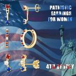 4th of July Earrings for Women Outfits Accessories, Fourth of July Deals Independence Day Patriotic Dress Shirts, USA American Flag Red White Blue Hoop Stud Jacket Jewelry