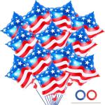 24 Pcs 4th of July Balloons,American Flag Balloon,Patriotic Party Decorations,18 inch Red White Blue Star Foil Balloon for Independence Day Memorial Day Party Supplies (American Flag Star)