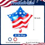 24 Pcs 4th of July Balloons,American Flag Balloon,Patriotic Party Decorations,18 inch Red White Blue Star Foil Balloon for Independence Day Memorial Day Party Supplies (American Flag Star)
