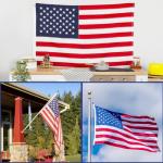 American Flag 3 x 5ft, American Flags for Outside 100% Polyester Long Lasting, Heavy Duty US Flag with Embroidered Stars, Sewn Stripes, Brass Grommets, High Wind Proof USA Flags for Outdoor