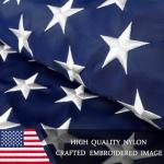 American Flag 3x5ft Long Lasting for Outside, Heavy Duty Nylon, Embroidered Stars, Brass Grommets, Perfect for Outdoor US Flags Show Your Patriotism