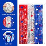 4th of July Decorations 3 Pack Foil Fringe Garland Tinsel Curtains, Red White Blue Hanging Fringe Backdrop Banner, Photo Booth Prop for Patriotic Party Decor (Streamers 3)