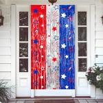 4th of July Decorations 3 Pack Foil Fringe Garland Tinsel Curtains, Red White Blue Hanging Fringe Backdrop Banner, Photo Booth Prop for Patriotic Party Decor (Streamers 3)