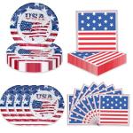 40Pcs Patriotic Paper Plates and Napkins Set - Patriotic Party Supplies,4th of July Tableware Decorations for Independence Day,Veterans Election Memorial Day,Red White Blue Party Decor, Serve 20