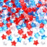BOARDFEB 240 Pcs Patriotic Vase Filler Ice Rocks Acrylic 4th of July Star Crystals Gems Memorial Day Independence Day 3D Star Shaped Gems Decorations for Table Scatter, Party Wedding Arts Crafts