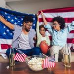 QYVEWY 2 Pack American Flag Sunglasses Bulk for Men Women Classic Patriot Independence Day Supplies (2Clear Gold lens)