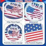 40Pcs Patriotic Paper Plates and Napkins Set - Patriotic Party Supplies,4th of July Tableware Decorations for Independence Day,Veterans Election Memorial Day,Red White Blue Party Decor, Serve 20