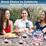 40Pcs Patriotic Paper Plates and Napkins Set - Patriotic Party Supplies,4th of July Tableware Decorations for Independence Day,Veterans Election Memorial Day,Red White Blue Party Decor, Serve 20