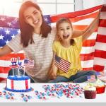 BOARDFEB 240 Pcs Patriotic Vase Filler Ice Rocks Acrylic 4th of July Star Crystals Gems Memorial Day Independence Day 3D Star Shaped Gems Decorations for Table Scatter, Party Wedding Arts Crafts