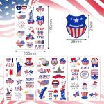 HOWAF 4th of July Temporary Tattoos-5 Sheets Glow Independence Day Face Tattoo 50+pcs Giltter USA Patriotic Tattoos Stickers, American Flag Red White Blue Tattoos Stickers for Face Body Decor